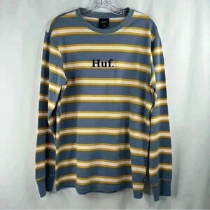 NWOT HUF Men Worldwide T Shirt Long Sleeve Striped Skateboard Street wear Size M